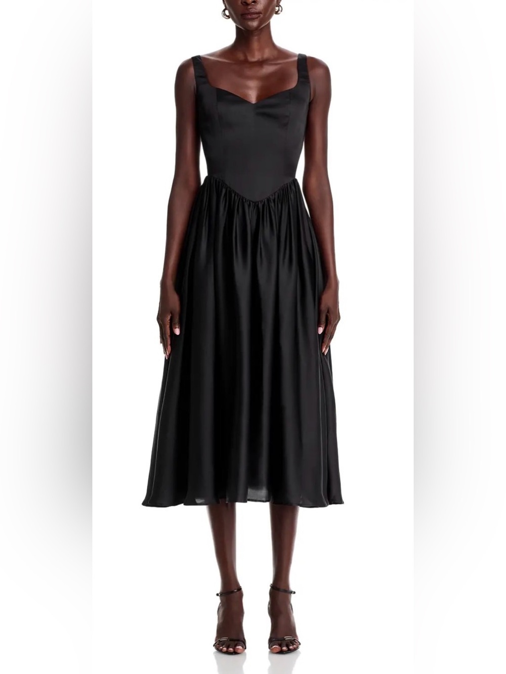 NWT Aqua — Satin Organza Black Midi Dress